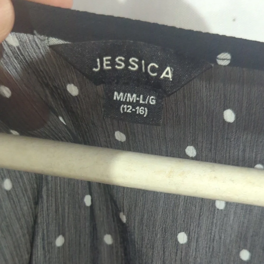 LAST CHANCE Jessica Black Sheer Dress with White Dots - Picture 2 of 5